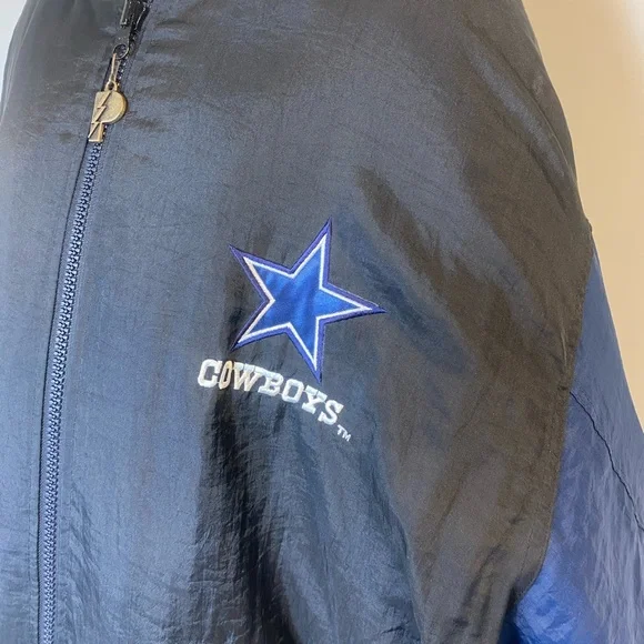 Men’s size XXL Cowboys NFL experience Nylon zipper & button jacket vintage - Picture 6 of 15